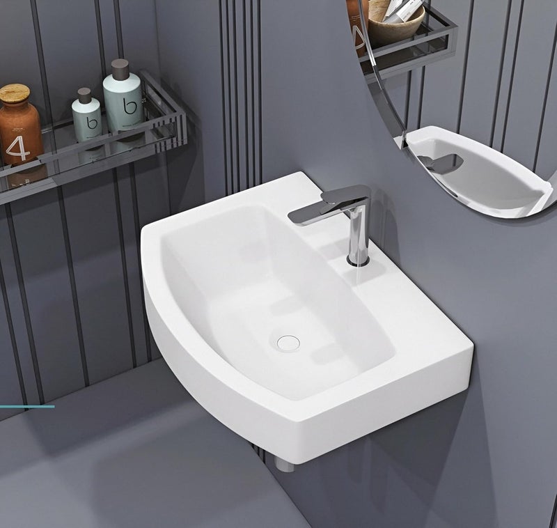SYON Syon COZY Premium Ceramic Wall Hung Wash Basin for Bathroom Living Room 18x133  - Image 1