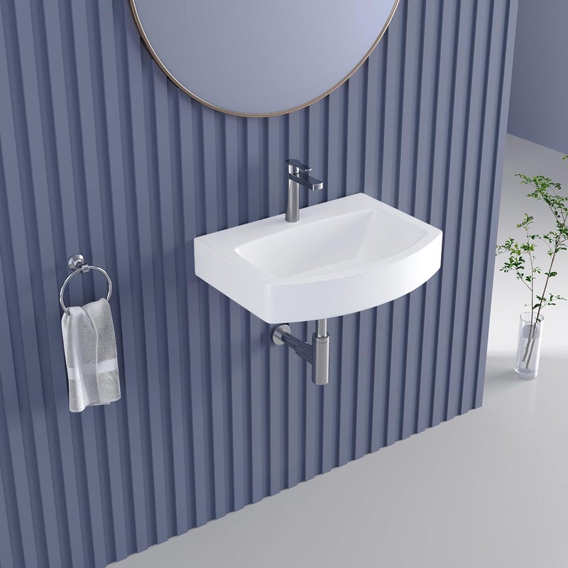 SYON Syon COZY Premium Ceramic Wall Hung Wash Basin for Bathroom Living Room 18x133  - Image 2
