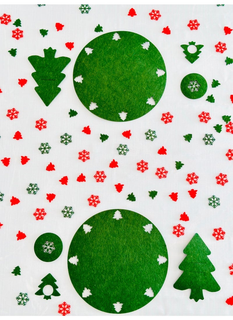 Karter İnovasyon Christmas Themed Green Placemat for 8 People, Christmas Themed Green Placemat Set, Christmas Table Decor, Table Decorations  - Image 5