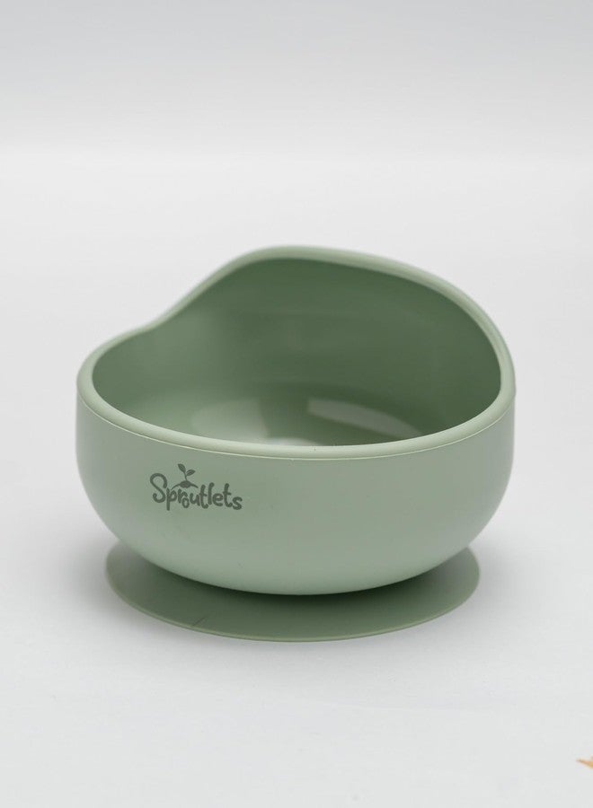 Sproutlets 6 Pcs Silicone Baby Feeding Set | BPA-Free Baby Dinner Set with Suction Plate, Bowl, Bib, Cup, Spoon & Fork | Microwave & Dishwasher Safe | 6+ Months (Olive Green) - Image 4