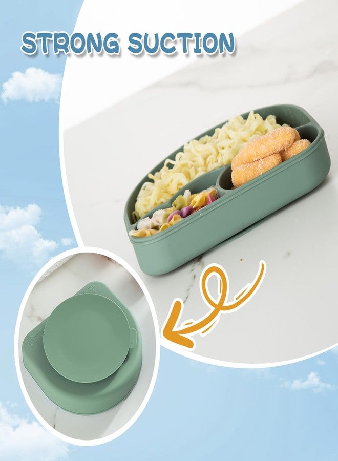 Sproutlets 6 Pcs Silicone Baby Feeding Set | BPA-Free Baby Dinner Set with Suction Plate, Bowl, Bib, Cup, Spoon & Fork | Microwave & Dishwasher Safe | 6+ Months (Olive Green) - Image 5