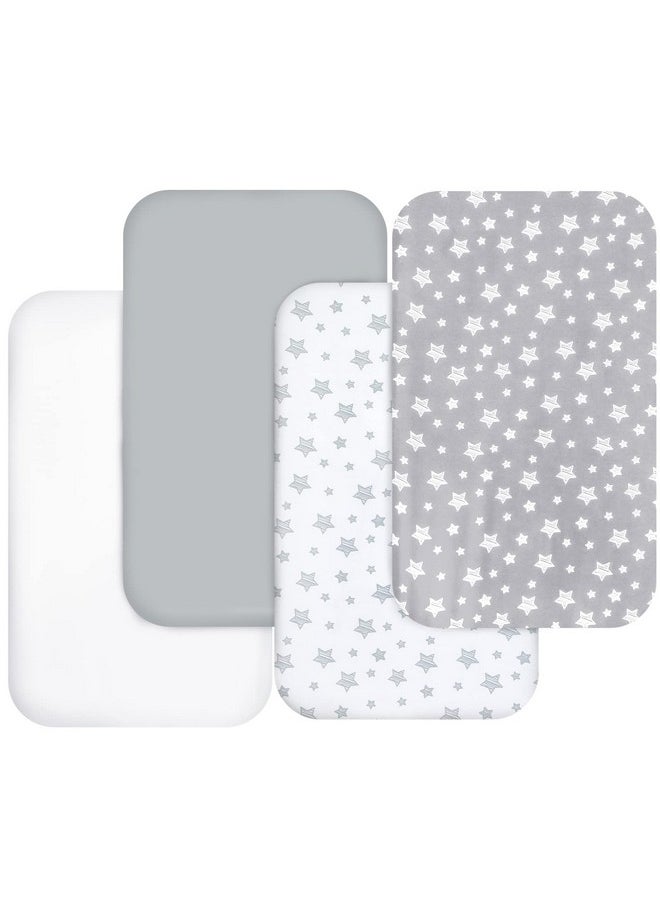 Moonsea Bassinet Sheets For Baby Boys Girls 4 Pack(33" X 20"), Compatible With Mika Micky, Baby Delight, Dream On Me, Koola Baby, Amke And Other Rectangle Bassinet Mattress, Grey  - Image 1