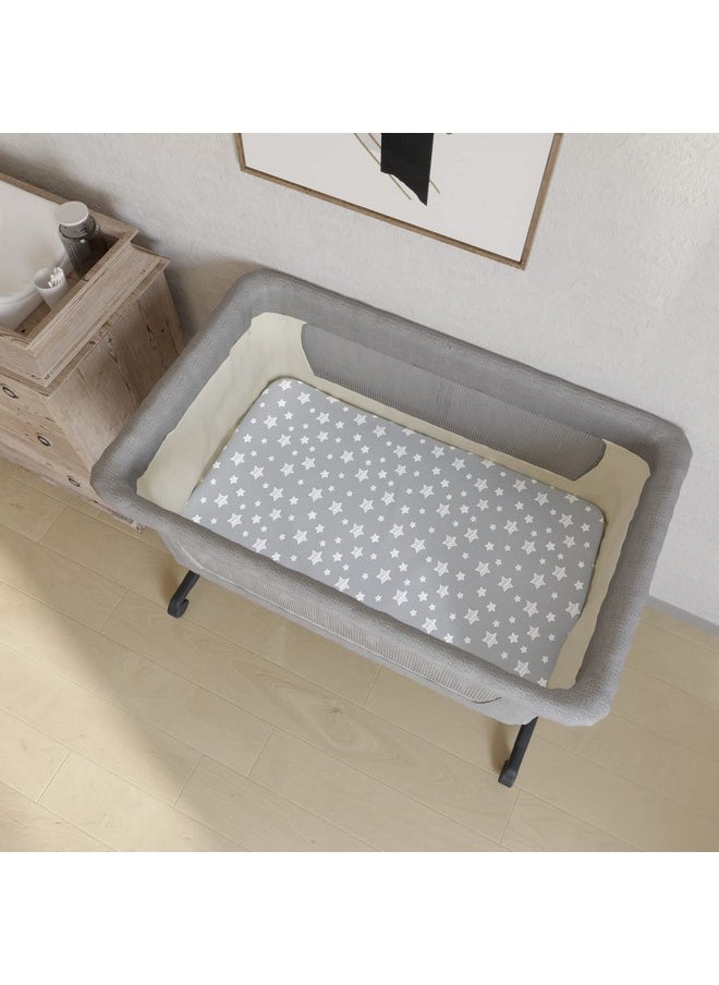 Moonsea Bassinet Sheets For Baby Boys Girls 4 Pack(33" X 20"), Compatible With Mika Micky, Baby Delight, Dream On Me, Koola Baby, Amke And Other Rectangle Bassinet Mattress, Grey  - Image 5