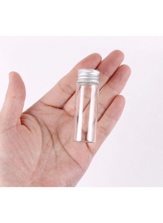 MaxMau 100 Tiny Glass Bottles Clear Small Vials 15 Milliliter Empty Mini Jars with Aluminum Screw Top Lids Sample Message Bottle Wedding Favors Decorations DIY Jewelry Accessories Liquid Hold Storage - Image 3
