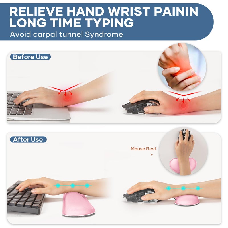 ABRONDA Office Ergonomic Memory Foam Computer Mouse and Keyboard Wrist Rest pad Support Carpal Tunnel, Wrist Rest for Keyboard and Mouse, Wrist Support Set - Image 3