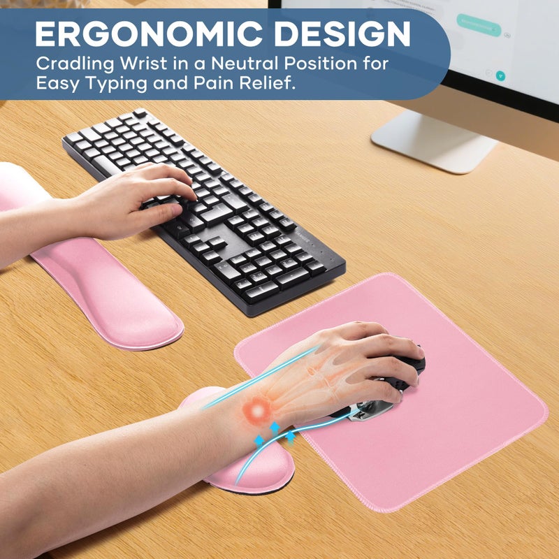 ABRONDA Office Ergonomic Memory Foam Computer Mouse and Keyboard Wrist Rest pad Support Carpal Tunnel, Wrist Rest for Keyboard and Mouse, Wrist Support Set - Image 4