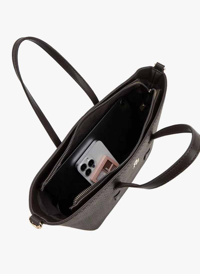 Flora Bella By Shoexpress BROWN Monogram Print Tote Bag With Detachable Strap for Women | Best Price UAE