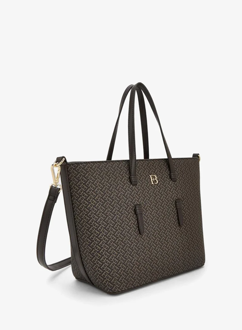 Flora Bella By Shoexpress BROWN Monogram Print Tote Bag With Detachable Strap for Women | Best Price UAE
