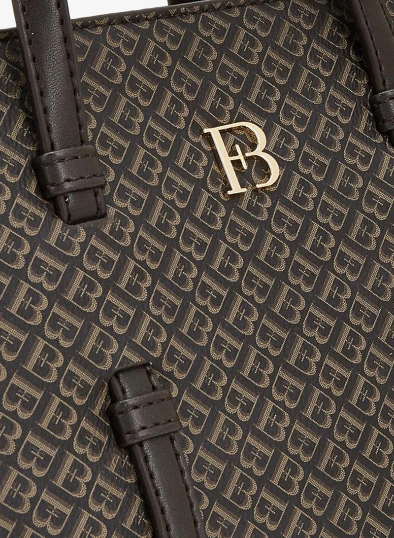 Flora Bella By Shoexpress BROWN Monogram Print Tote Bag With Detachable Strap for Women | Best Price UAE