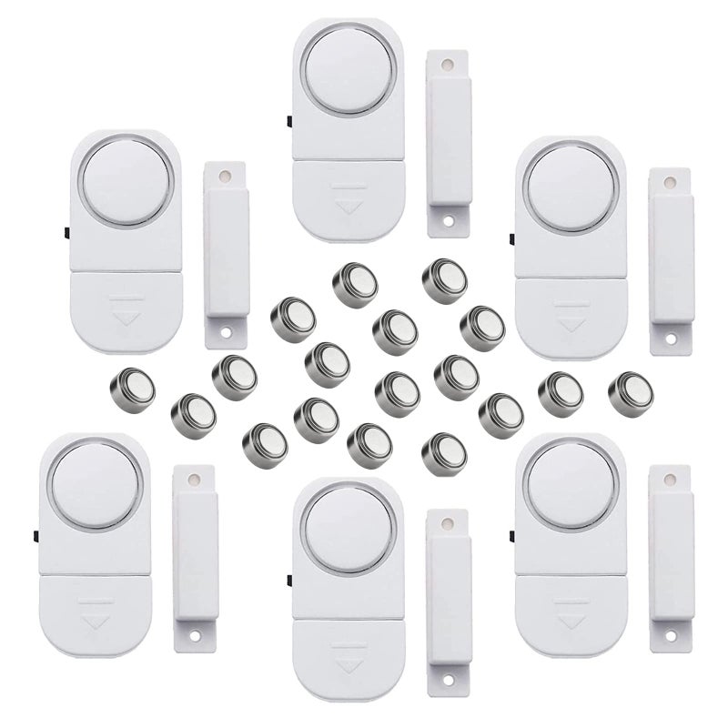Alovexiong 6 Pack Wireless Security Window/Door Alarm, Magnetic Sensor Door Window Burglar Alert Alarm Pool Alarms Super Loud for Home, Garage, Apartment, Dorm, RV and Office(Include Batteries)… - Image 1