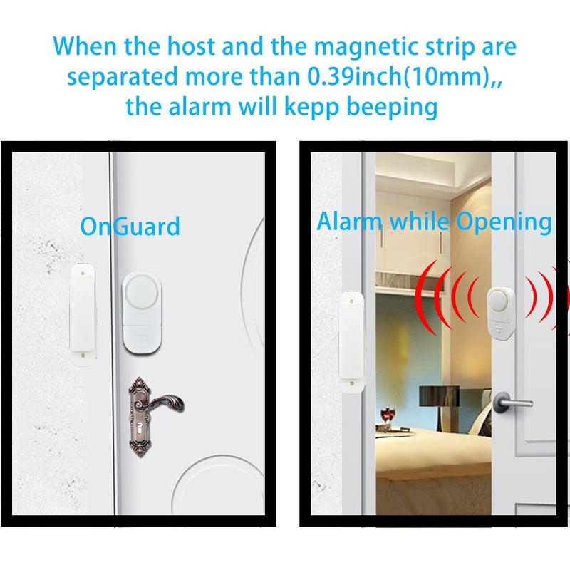 Alovexiong 6 Pack Wireless Security Window/Door Alarm, Magnetic Sensor Door Window Burglar Alert Alarm Pool Alarms Super Loud for Home, Garage, Apartment, Dorm, RV and Office(Include Batteries)… - Image 5