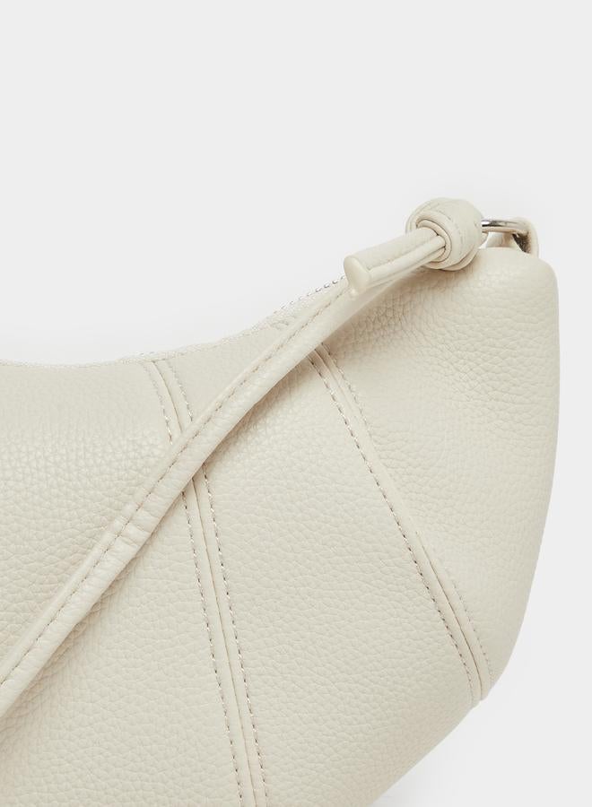 Styli White Plain Shoulder Bag with Zip Closure - Image 3