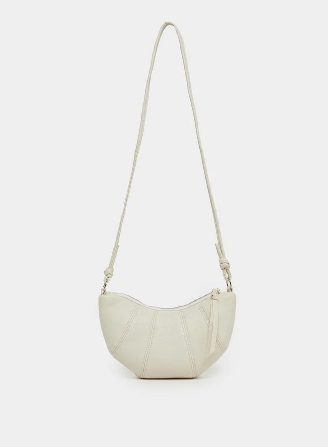 Styli Styli White Plain Shoulder Bag with Zip Closure
