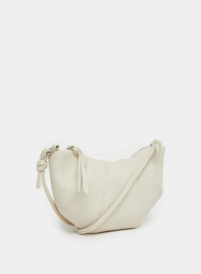 Styli Styli White Plain Shoulder Bag with Zip Closure