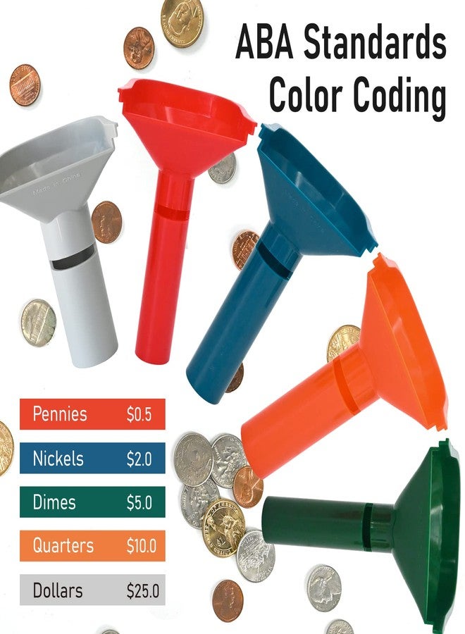 L LIKED 175 Assorted Flat Striped Coin Wrappers & 5 Coin Sorters Tubes, Color-Coded,Easy to Load - Image 3