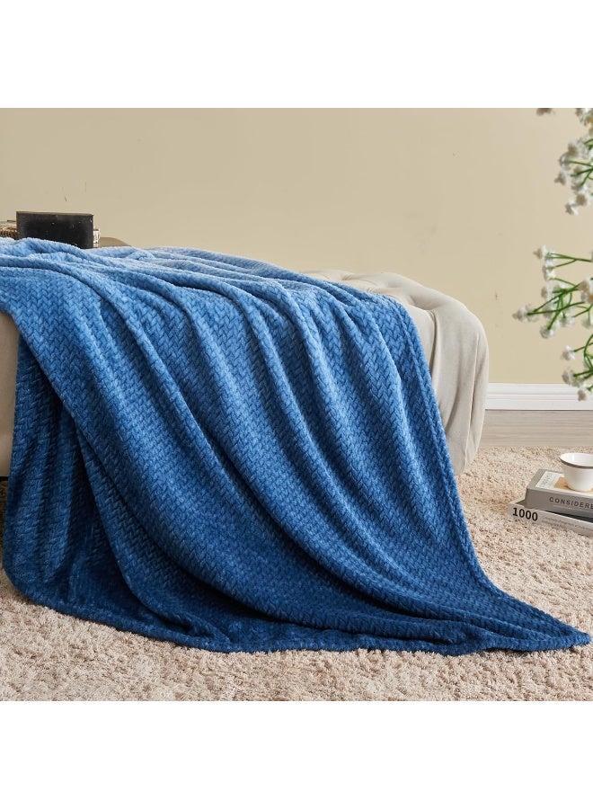 نيو كوزبلاي Newcosplay Super Super Throw بطانية Ombre Blue Premium Flannel Flannel Fleece Leaves نمط بطانية سرير خفيفة الوزن طوال الموسم استخدام (OMBRE Blue Throw (50 "" x60 "")) - Image 5