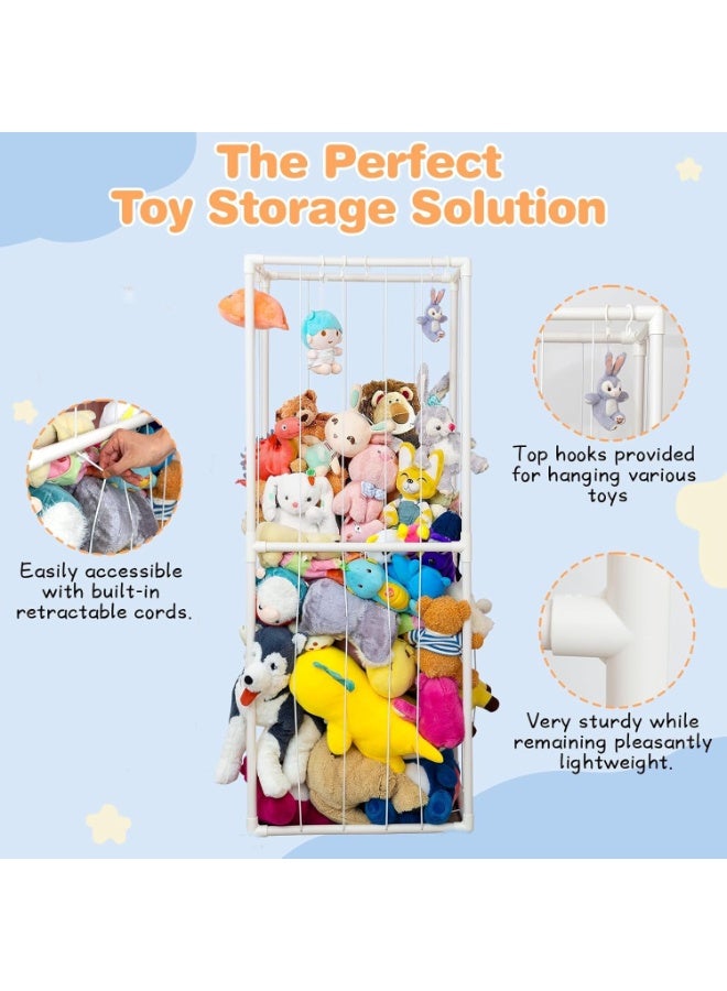 XiuWoo Large Stuffed Animal Zoo Storage Stuffed, Animal Holder, Plush Storage Organizer Shelf, Cuddly Toys Storage Rack, Animals Cage, Home Storage Shelves, Toy Display Rack with Elastic Band - Image 3