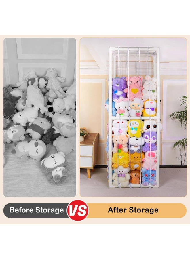 XiuWoo Large Stuffed Animal Zoo Storage Stuffed, Animal Holder, Plush Storage Organizer Shelf, Cuddly Toys Storage Rack, Animals Cage, Home Storage Shelves, Toy Display Rack with Elastic Band - Image 5