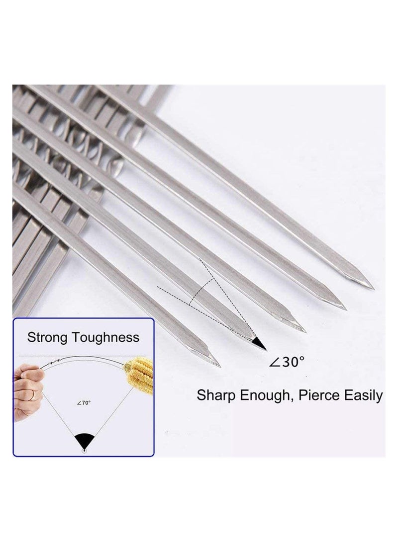 Stainless Steel BBQ Skewers 12 Pcs Flat Grilling Kabob Sticks 14 Inch Reusable for Shrimp Chicken Vegetable - Image 5