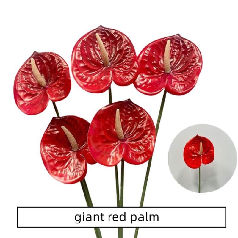 Corkwaw 8 Pcs 23-5/8 inch Artificial Anthurium Flowers Real Touch Fake Flower for Table Centerpieces Arrangement and Bridal Wedding Festival Decor Flower Arrangement (Red) - Image 5