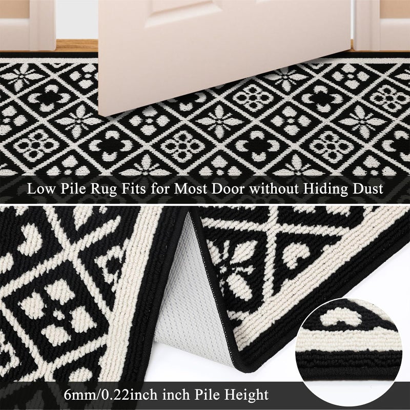 Ileading Entrance Door Mat 3'x5', Absorbent Dog Mats for Muddy Paws, Low-Profile Large Entryway Runner Rug with Non-Slip Backing, Machine Washable Inside Welcome Mat for Hallway,Kitchen(Black) - Image 3