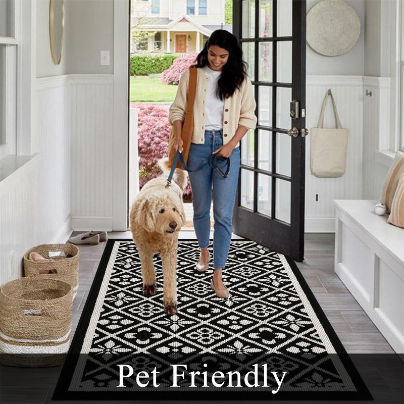 Ileading Entrance Door Mat 3'x5', Absorbent Dog Mats for Muddy Paws, Low-Profile Large Entryway Runner Rug with Non-Slip Backing, Machine Washable Inside Welcome Mat for Hallway,Kitchen(Black) - Image 2