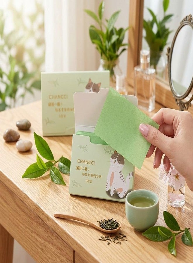 MAHNTMART Oil Blotting Sheets, 100 Green Tea Absorbing Tissues, Large 10cmx7cm Blotters [ 2-pack ] - Image 1