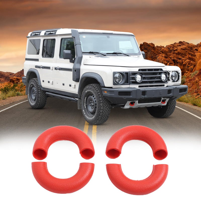 Tumukiw 4PCS Bumper Tow Hook Covers Compatible with INEOS Grenadier 20202024 Accessories Front  Rear Bumper Tow Hook Rubber Sleeve Protectors Decoration Red