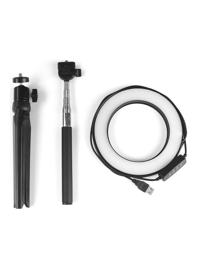 NIBEMINENT Selfie Ring Makeup Flash LED Light with Stand Black - Image 1