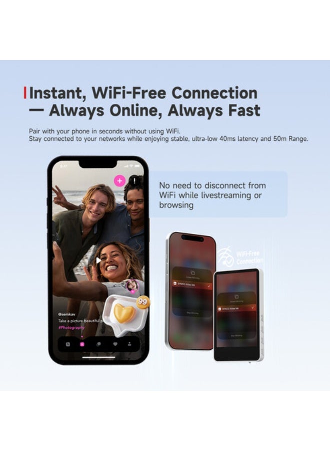 سينكو شاشة مراقبة سيلفي XView M4 لتسجيل مقاطع الفيديو عبر الهاتف - شاشة كاميرا خلفية لاسلكية مقاس 3.97 بوصة مع زمن انتقال منخفض للغاية يبلغ 40 مللي ثانية، وحامل MagSafe، ونقل P2P بمدى 50 مترًا، ومصراع عن بُعد بمدى 10 أمتار - Image 5