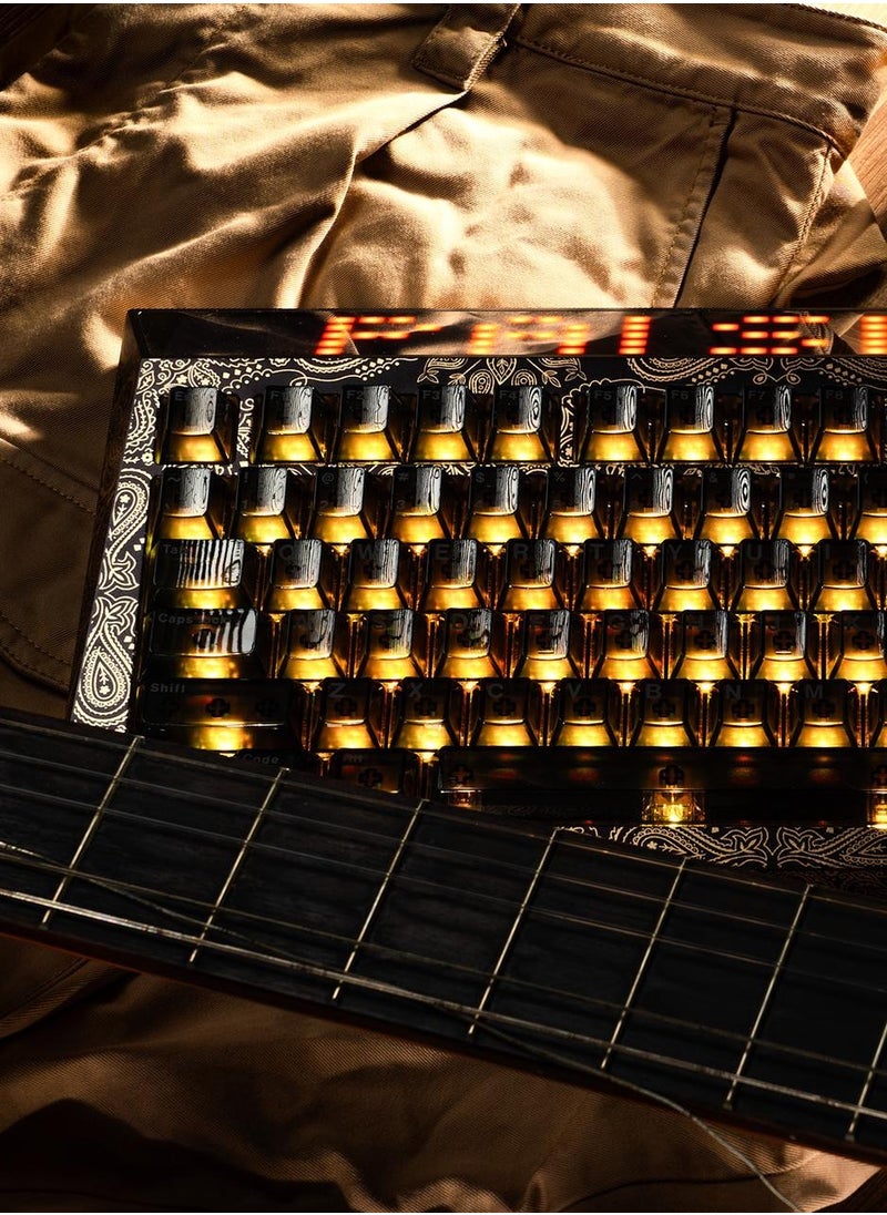 ميـاو غاضب Angry Miao CYBERBOARD مشروع Novel Gold Paisley Black/Gold Bundle لوحة مفاتيح ألعاب ميكانيكية لاسلكية مع اتصال ثلاثي الوضع، تصميم Leaf Spring Mount، مفاتيح قابلة للتبديل الساخن  - Image 4