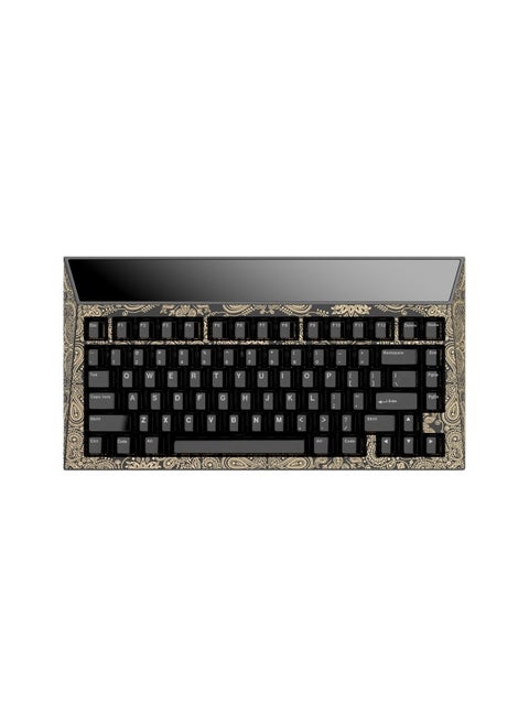 Angry Miao CYBERBOARD مشروع Novel Gold Paisley Black/Gold Bundle لوحة مفاتيح ألعاب ميكانيكية لاسلكية مع اتصال ثلاثي الوضع، تصميم Leaf Spring Mount، مفاتيح قابلة للتبديل الساخن