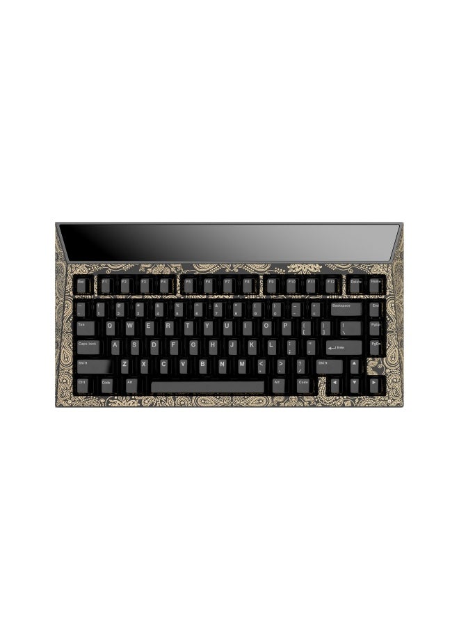 ميـاو غاضب Angry Miao CYBERBOARD مشروع Novel Gold Paisley Black/Gold Bundle لوحة مفاتيح ألعاب ميكانيكية لاسلكية مع اتصال ثلاثي الوضع، تصميم Leaf Spring Mount، مفاتيح قابلة للتبديل الساخن  - Image 1