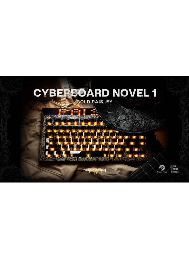 ميـاو غاضب - Angry Miao CYBERBOARD مشروع Novel Gold Paisley Black/Gold Bundle لوحة مفاتيح ألعاب ميكانيكية لاسلكية مع اتصال ثلاثي الوضع، تصميم Leaf Spring Mount، مفاتيح قابلة للتبديل الساخن - Image 1
