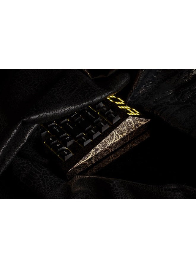 ميـاو غاضب - Angry Miao CYBERBOARD مشروع Novel Gold Paisley Black/Gold Bundle لوحة مفاتيح ألعاب ميكانيكية لاسلكية مع اتصال ثلاثي الوضع، تصميم Leaf Spring Mount، مفاتيح قابلة للتبديل الساخن - Image 1