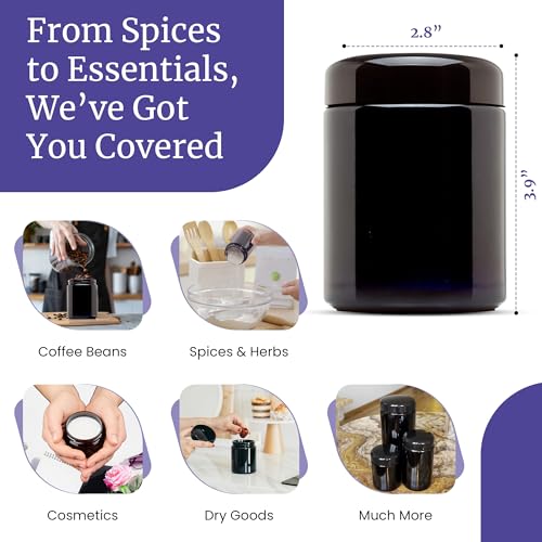 Infinity Jars 250 ml (8.3 fl oz) Tall Black Ultraviolet Refillable Empty Glass Screw Top Jar - Image 5