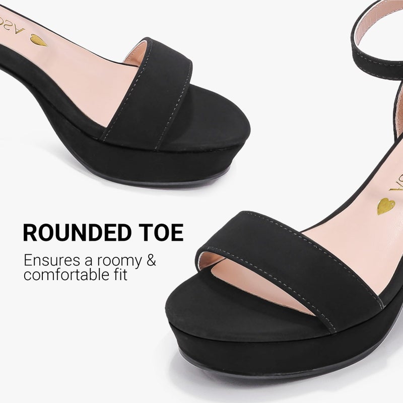 LAURMOSA Girls Dress Shoes Flower Girl Shoes Black High Heels for Kids Dress Sandals Wedding Party Dance Pageant Formal Ankle Strap Chunky Block Heels Platform Pumps Big Kids Size 3(L1038NuBlack 3) - Image 4