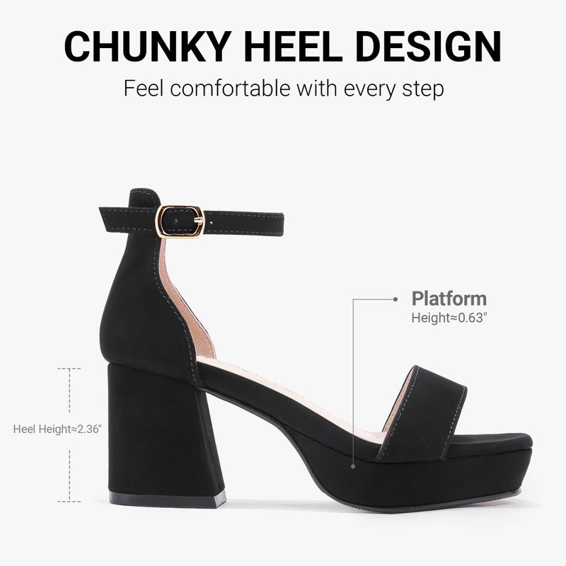 LAURMOSA Girls Dress Shoes Flower Girl Shoes Black High Heels for Kids Dress Sandals Wedding Party Dance Pageant Formal Ankle Strap Chunky Block Heels Platform Pumps Big Kids Size 3(L1038NuBlack 3) - Image 5