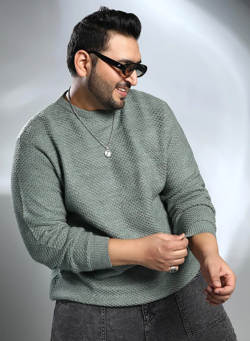 انستافاب بلس كنزة رجالية محبوكة بياقة دائرية مقاس كبير