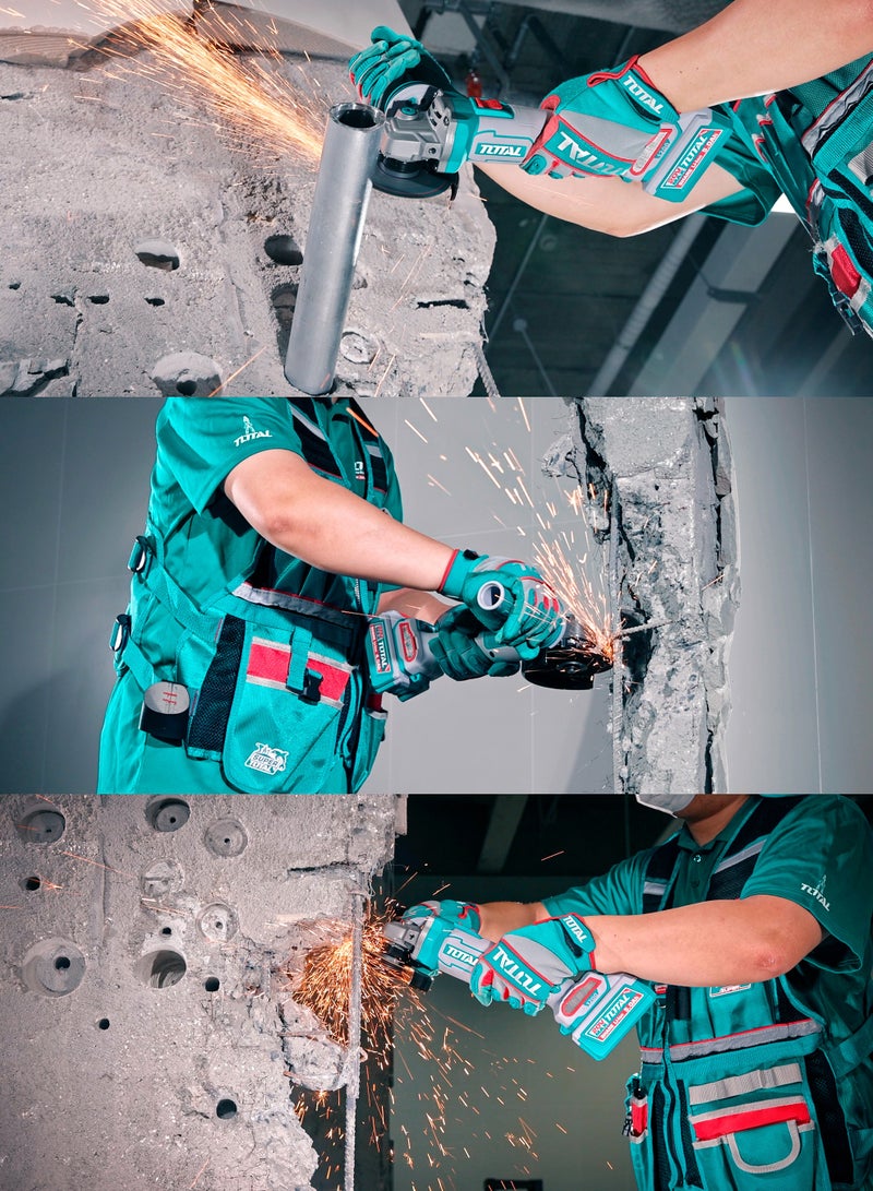 TOTAL 20V Brushless Cordless Angle Grinder (1200W Power) - 125mm (5") Cutter with 3-Speed Control, 2x 5.0Ah High-Capacity Batteries, Anti-Vibration Handle & 10 Discs - TAGLI2120272 - Image 3
