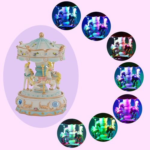 LOVE FOR YOU Gift-Wrapped Musical Carousel Music Box Color Lights Merry Go Round Horses Unicorn Decor Gifts for Girls and Daughter Granddaughter Niece Women Kids Christmas Birthday - Image 4