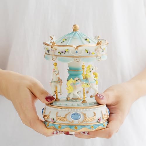 LOVE FOR YOU Gift-Wrapped Musical Carousel Music Box Color Lights Merry Go Round Horses Unicorn Decor Gifts for Girls and Daughter Granddaughter Niece Women Kids Christmas Birthday - Image 1