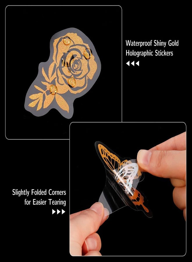 YASMEN Gold Stickers for Bullet Journaling - Vintage Transparent Shiny Golden Stickers Pack, Scrapbook Resin Stickers DIY Craft Kits for Scrapbooking Planner Junk Journals Water Bottles Phone Cases - Image 4