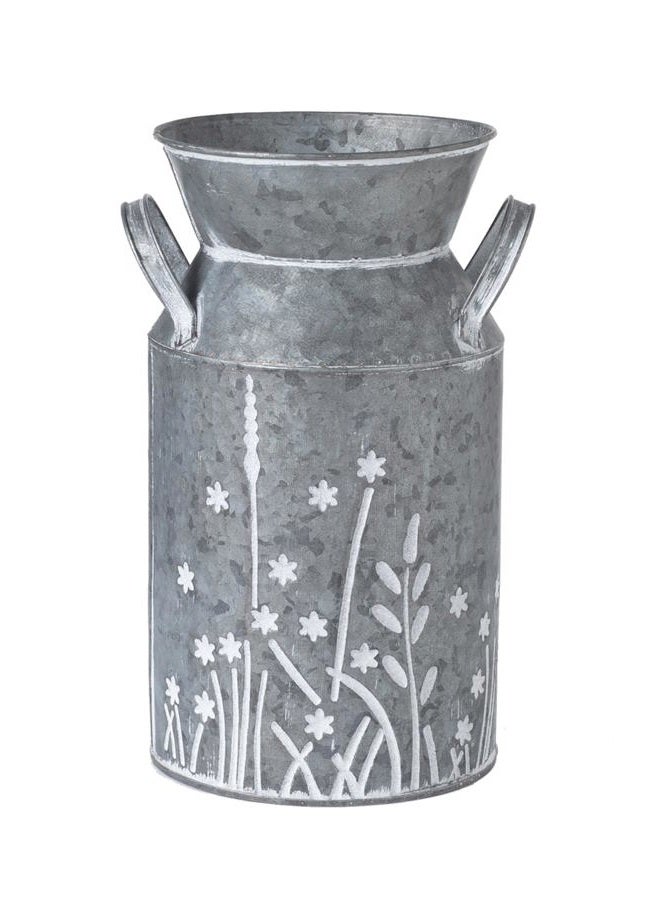 Venalys Vintage Galvanized Metal Milk Can, Farmhouse Rustic Flower Pitcher Vase, Decorative Floral Milk Jug Vase for Home Décor, 10.8''H - Image 2