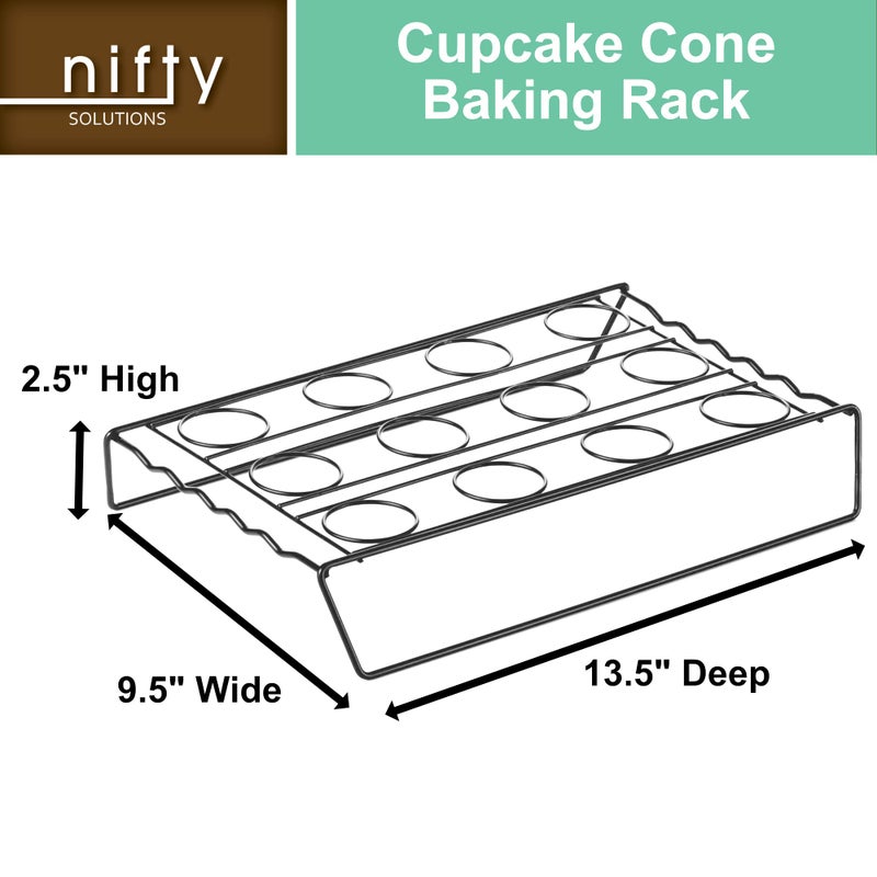 Nifty Solutions Nifty Ice Cream Cone Cupcake Baking Rack â€“ Holds up to 12 Medium & Large Cupcake Cones, Non-Stick, Dishwasher Safe, Use for Baking, Cooling & Serving Treats - Image 4
