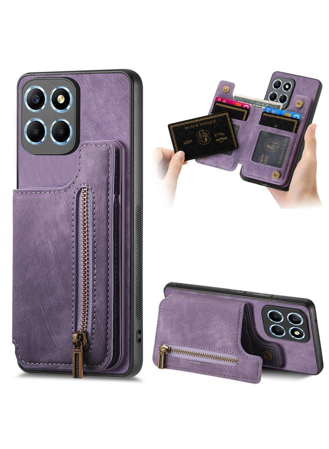 اس-توب جراب خلفي لهاتف Honor X8 5G من الجلد بتصميم كلاسيكي مزود بسحاب - Image 1