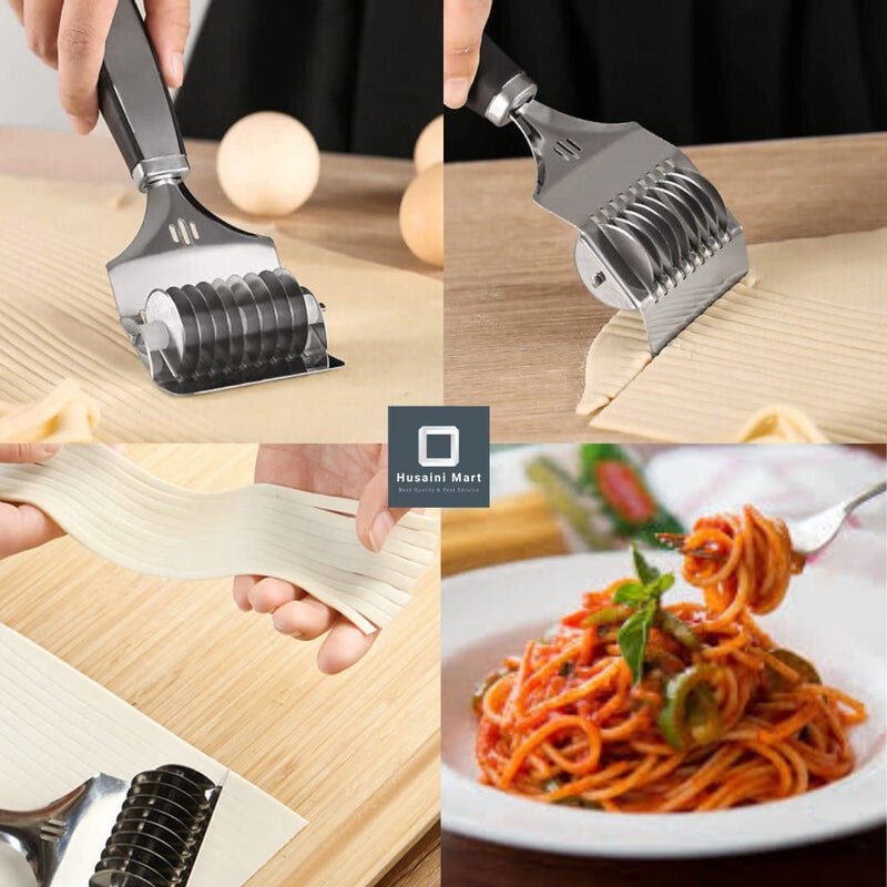 Husaini Mart HUSAINI MART High Grade Stainless Steel Grip Spaghetti Noodle Lattice Roller Docker Dough Cutter Pasta Spaghetti Maker for Kitchen Cooking Tools Pack of 1  - Image 4
