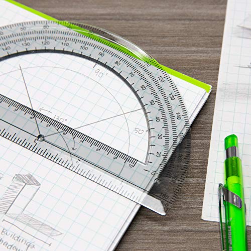 Bazic Products BAZIC Protractor Semicircular 6 Inch 180 Degrees, Plastic Math Protractors, Geometry Measuring Rulers Set, Clear Ruler for Students, 1-Pack - Image 3
