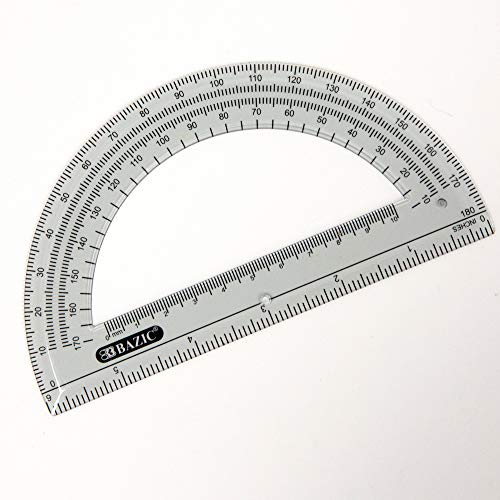 Bazic Products BAZIC Protractor Semicircular 6 Inch 180 Degrees, Plastic Math Protractors, Geometry Measuring Rulers Set, Clear Ruler for Students, 1-Pack - Image 2