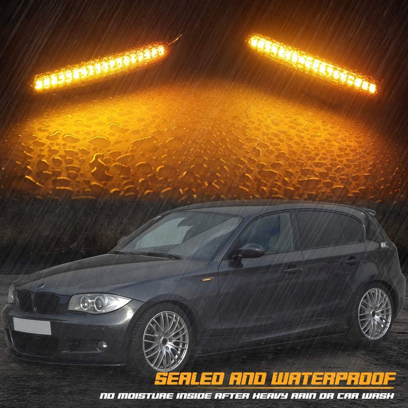 NDRUSH Sequential LED Side Marker Turn Signal Lights Compatible with BMW E90 E91 E92 E93 E46 E53 X3 E83 X 1 E84 E81 E82 E87 E88, Smoked Lens, Pack of 2 - Image 4
